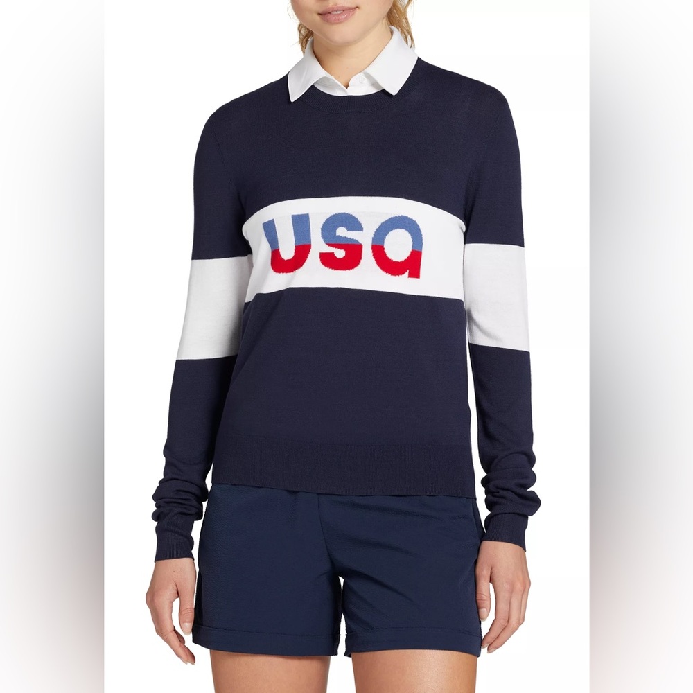Walter Hagen “USA” Women's Lightweight Crew Golf Sweater Medium, NWT—4th of July